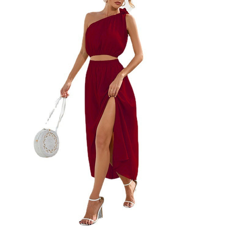 Ensemble Deux Pièces Femme – Épaule Dénudée – Fente Haute – Coupe Fluide