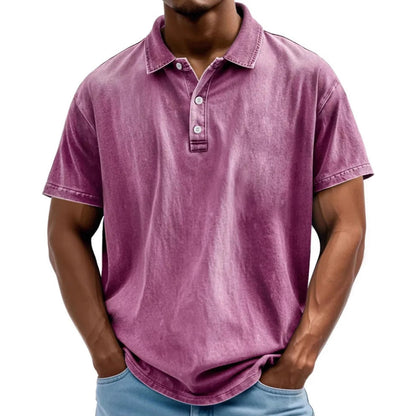 Polo homme – Coupe décontractée – Fibres naturelles – Effet délavé vintage