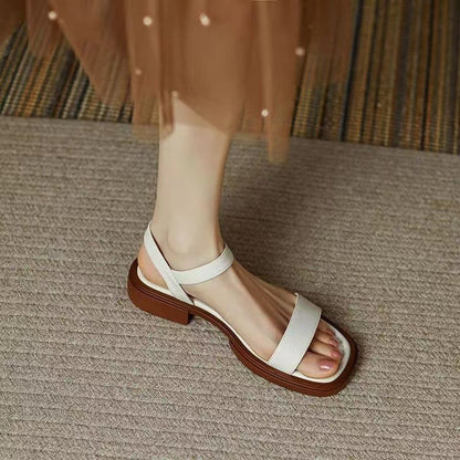 Sandales femme – Semelle épaisse – Bout carré ouvert – Brides ajustables confort