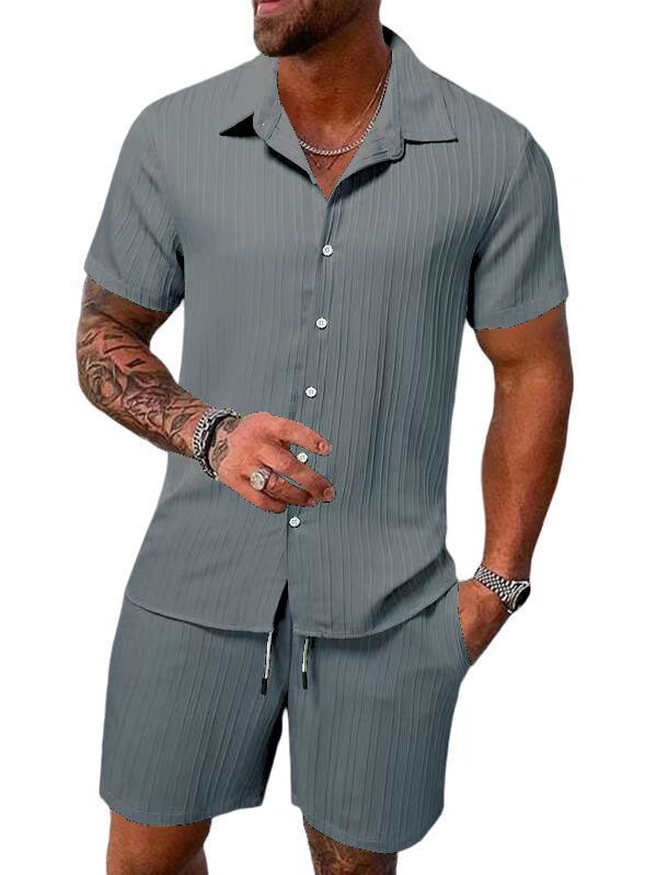 Ensemble chemise homme – Coupe décontractée – Manches courtes – Coton léger – Boutonnée
