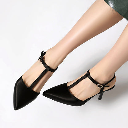 Sandales à talons femme – Bout pointu – Tige en T – Finition lisse élégante