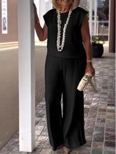 Ensemble Femme – Haut Sans Manches – Pantalon Large Taille Haute – Coupe Évasée Élégante
