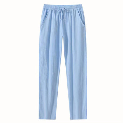 Pantalon femme – Coupe décontractée – Coton – Taille élastique avec cordon – Longueur cheville