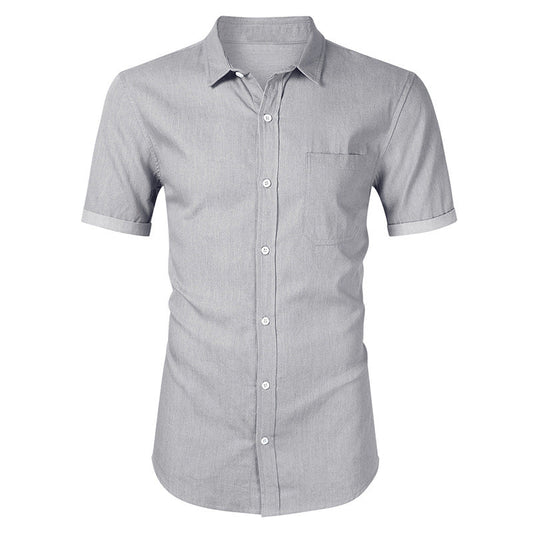 Chemise manches courtes homme – Coupe slim – Coton – Poche poitrine – Col classique