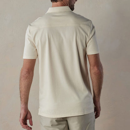 Polo Homme – Coupe Slim – Col V à Boutons – Maille Respirante – Rayé Casual