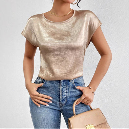 Chemise femme manches courtes – Coupe décontractée – Tissu luxueux – Finition brillante
