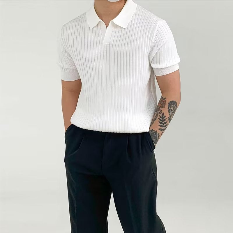 Polo homme – Coupe standard – Maille côtelée – Manches courtes confort respirant
