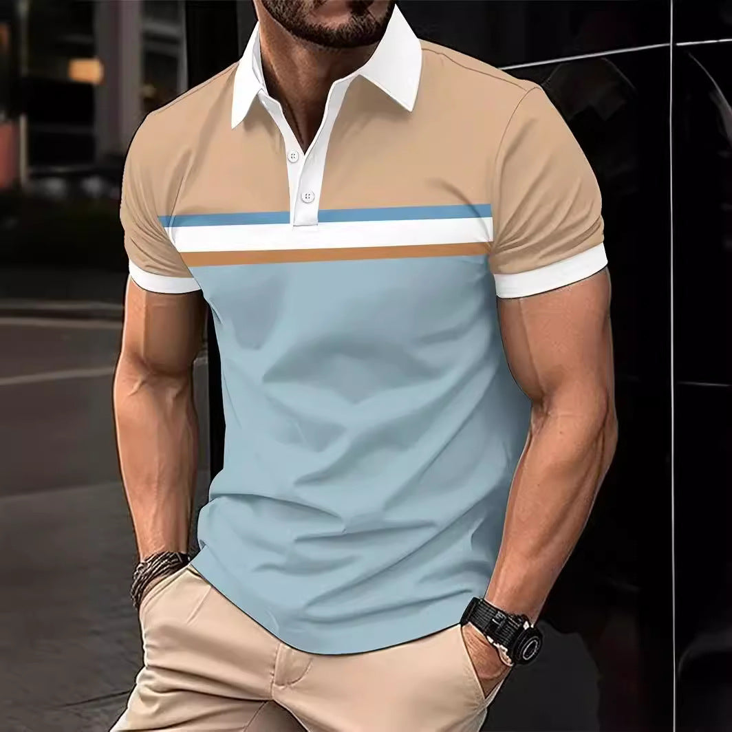 Polo homme – Coupe slim – Coton – Rayures poitrine – Manches courtes