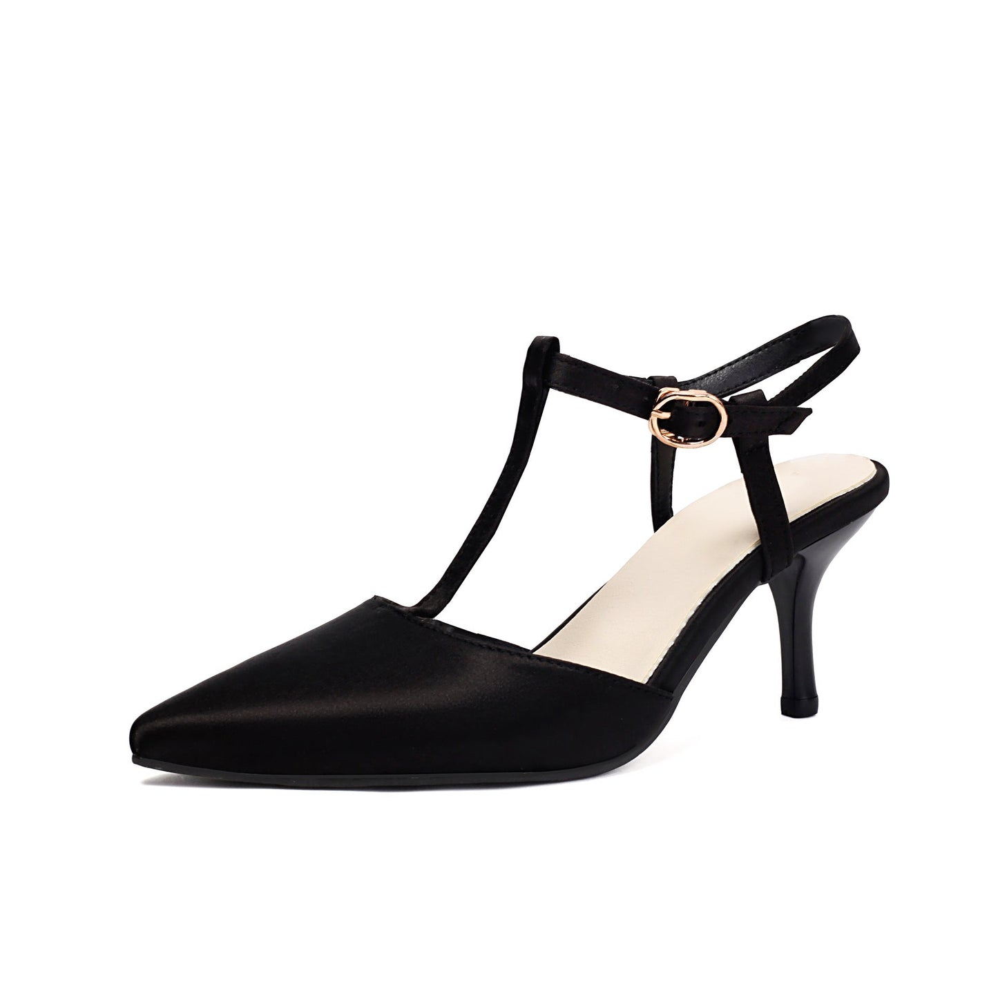 Sandales à talons femme – Bout pointu – Tige en T – Finition lisse élégante