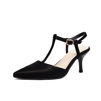 Sandales à talons femme – Bout pointu – Tige en T – Finition lisse élégante