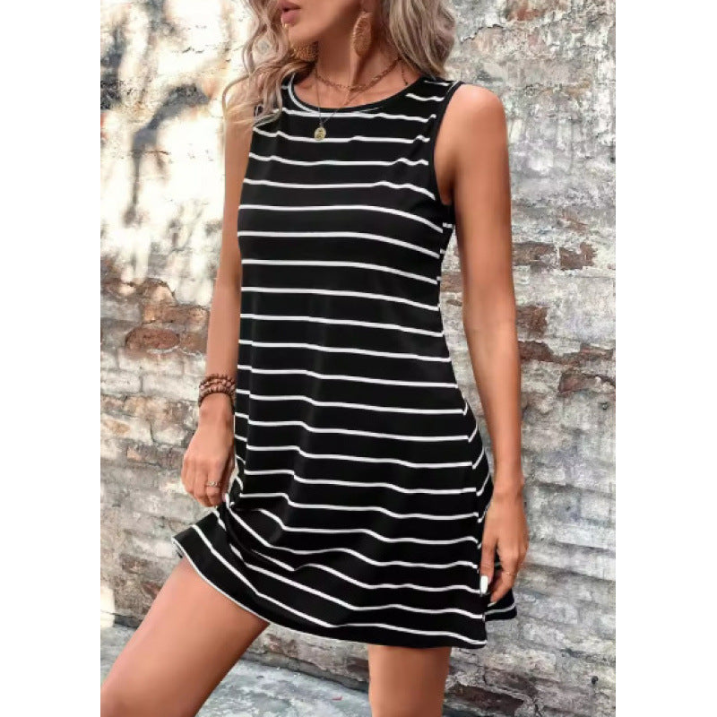Robe femme droite – coton – sans manches – coupe fluide