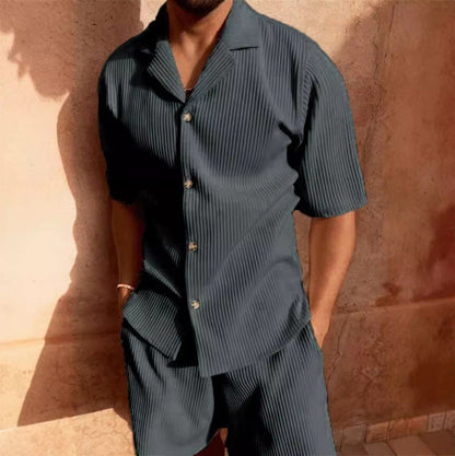 Chemise homme à manches courtes – Coupe décontractée – Tissu côtelé doux