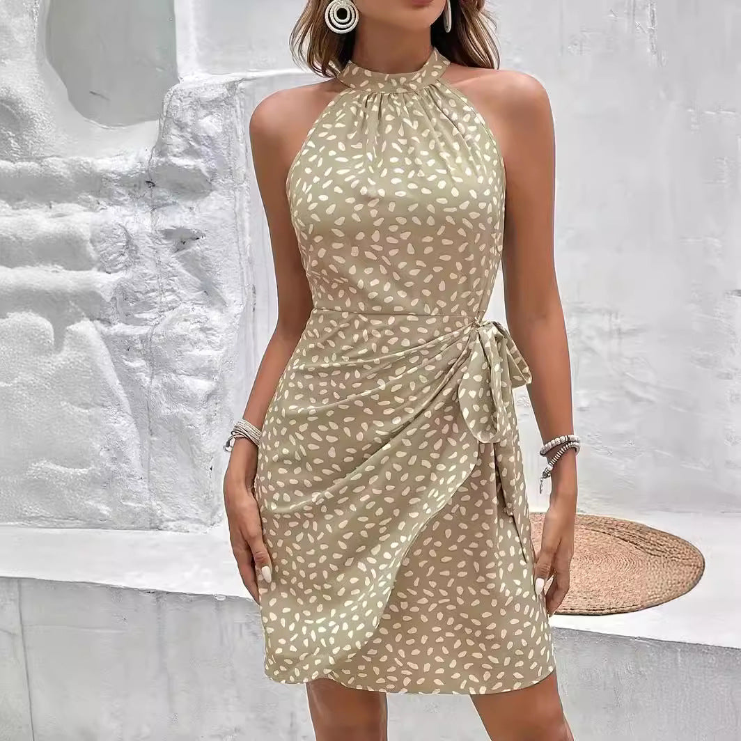 Robe portefeuille femme – Mini ajustée – Col halter – Tissu luxueux froncé