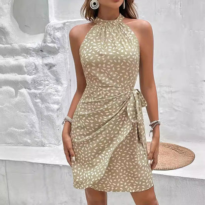 Robe portefeuille femme – Mini ajustée – Col halter – Tissu luxueux froncé