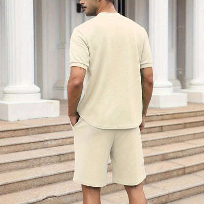 Ensemble Homme Veste Zippée et Short – Coupe Décontractée – Maille Texturée Respirante