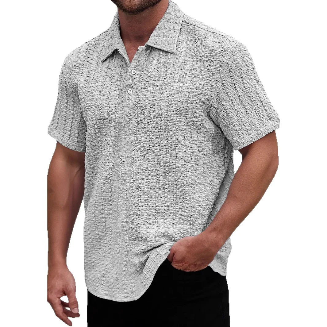 Men's polo – Straight cut – Textured knit – Breathable comfortable fabric