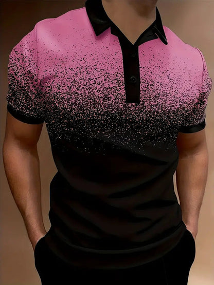 Men's polo – Slim fit – Gradient pattern – Soft breathable fabric – Casual style