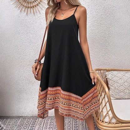 Robe femme – Coupe évasée fluide – coton léger – Bretelles fines – Ourlet bohème