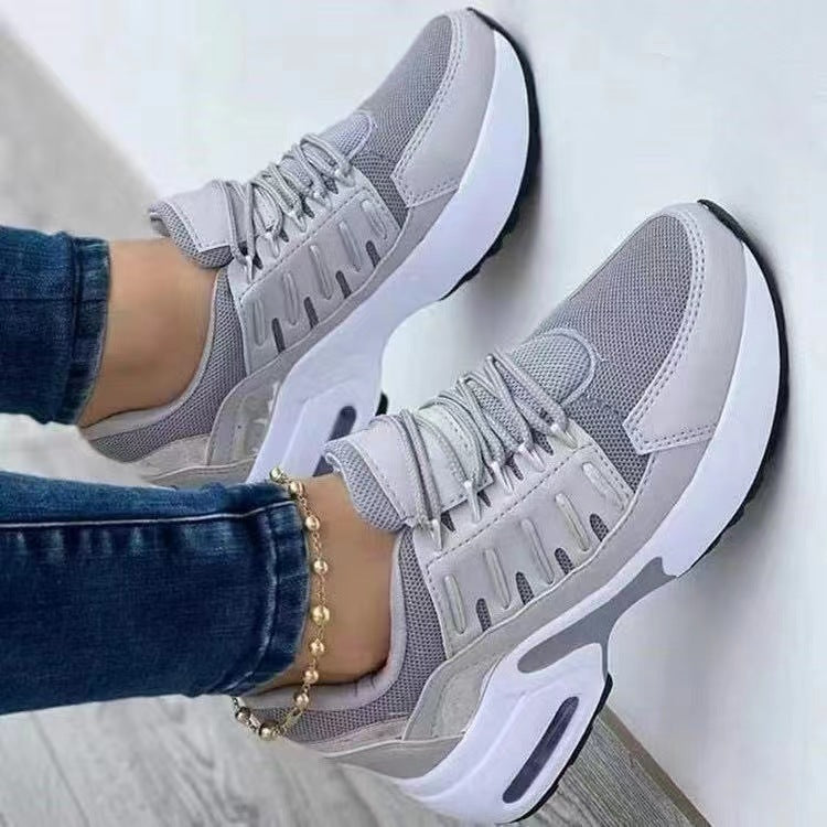 Chaussures de sport femme – Maille respirante – Talon compensé – Basse à lacets