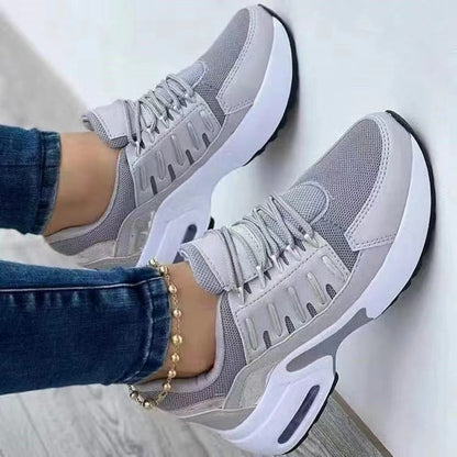 Chaussures de sport femme – Maille respirante – Talon compensé – Basse à lacets