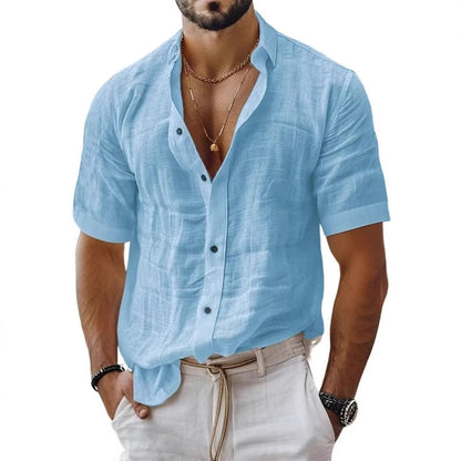 Chemise homme à manches courtes – Coupe décontractée – Tissu respirant – Col à revers