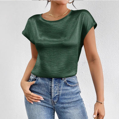 Chemise femme manches courtes – Coupe décontractée – Tissu luxueux – Finition brillante