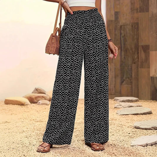 Pantalon femme – Coupe ample – Jambe évasée – Taille élastique – Tissu respirant
