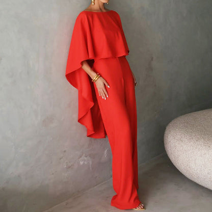 Ensemble Femme – Haut Asymétrique Fluide – Pantalon Large Long – Tissu Léger