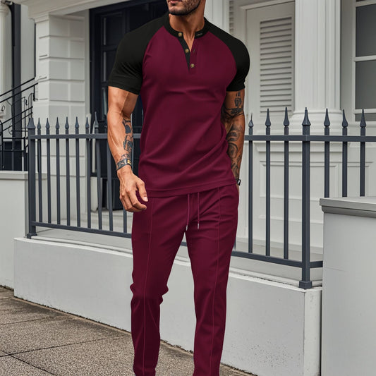 Ensemble deux pièces homme – Coupe athlétique – Tissu stretch – Col montant