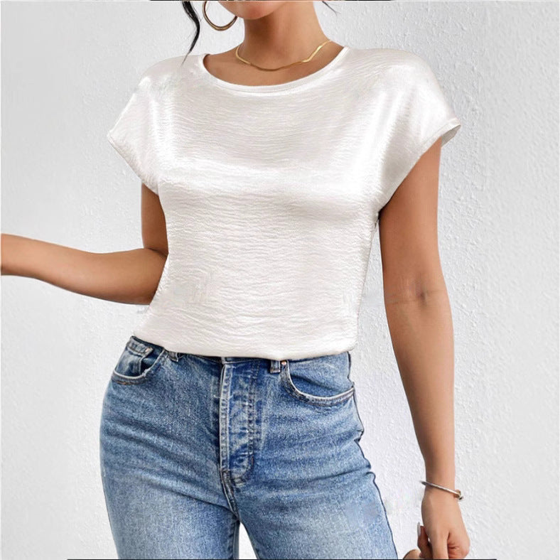 Chemise femme manches courtes – Coupe décontractée – Tissu luxueux – Finition brillante