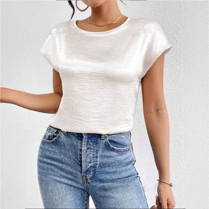 Chemise femme manches courtes – Coupe décontractée – Tissu luxueux – Finition brillante