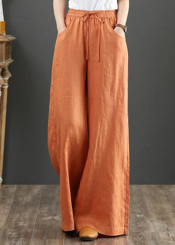 Pantalon femme droit – Coupe décontractée – Taille élastique – Lien ajustable