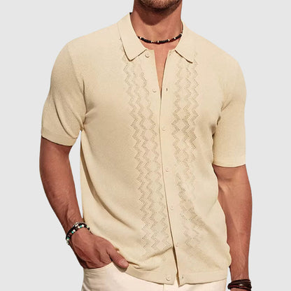 Men's shirt – Lightweight knit – Relaxed fit – Short sleeves – Buttoned