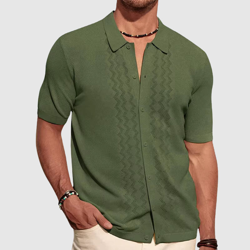 Men's shirt – Lightweight knit – Relaxed fit – Short sleeves – Buttoned