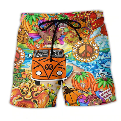 Short de bain homme – Coupe régulière – Séchage rapide – Taille ajustable – Imprimé boho