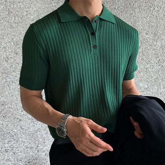 Polo homme – Coupe slim – Maille côtelée – Manches courtes – Style décontracté élégant