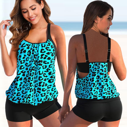 Tankini Set femme – Haut blouson à bretelles réglables – Short ajusté – Tissu respirant