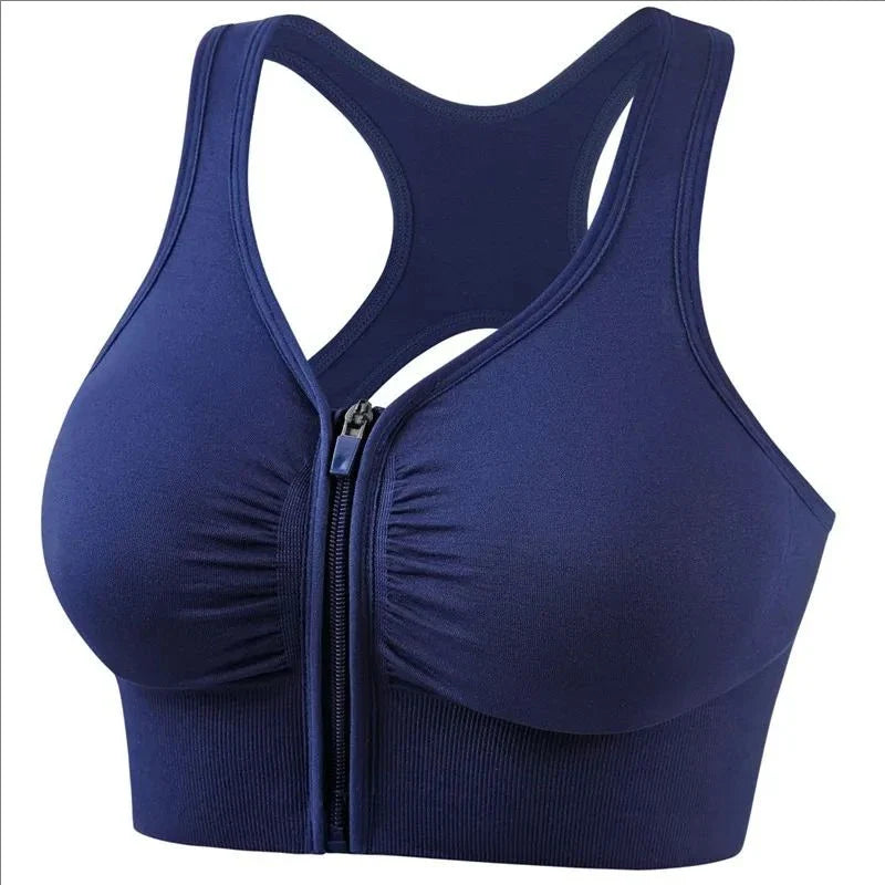 Brassière de sport femme – Maintien ajusté – Fermeture zippée – Dos nageur respirant
