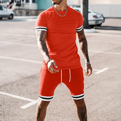 Ensemble de sport homme – Coupe slim – Tissu extensible respirant – Haut manches courtes & short
