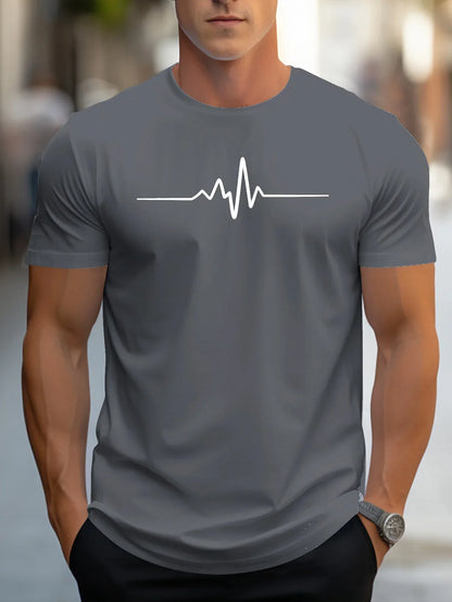 Men's T-shirt – Slim fit – Soft knit – Short sleeves – Cardiogram graphic