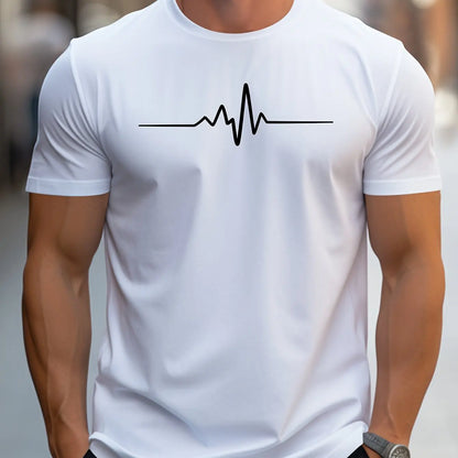 Men's T-shirt – Slim fit – Soft knit – Short sleeves – Cardiogram graphic