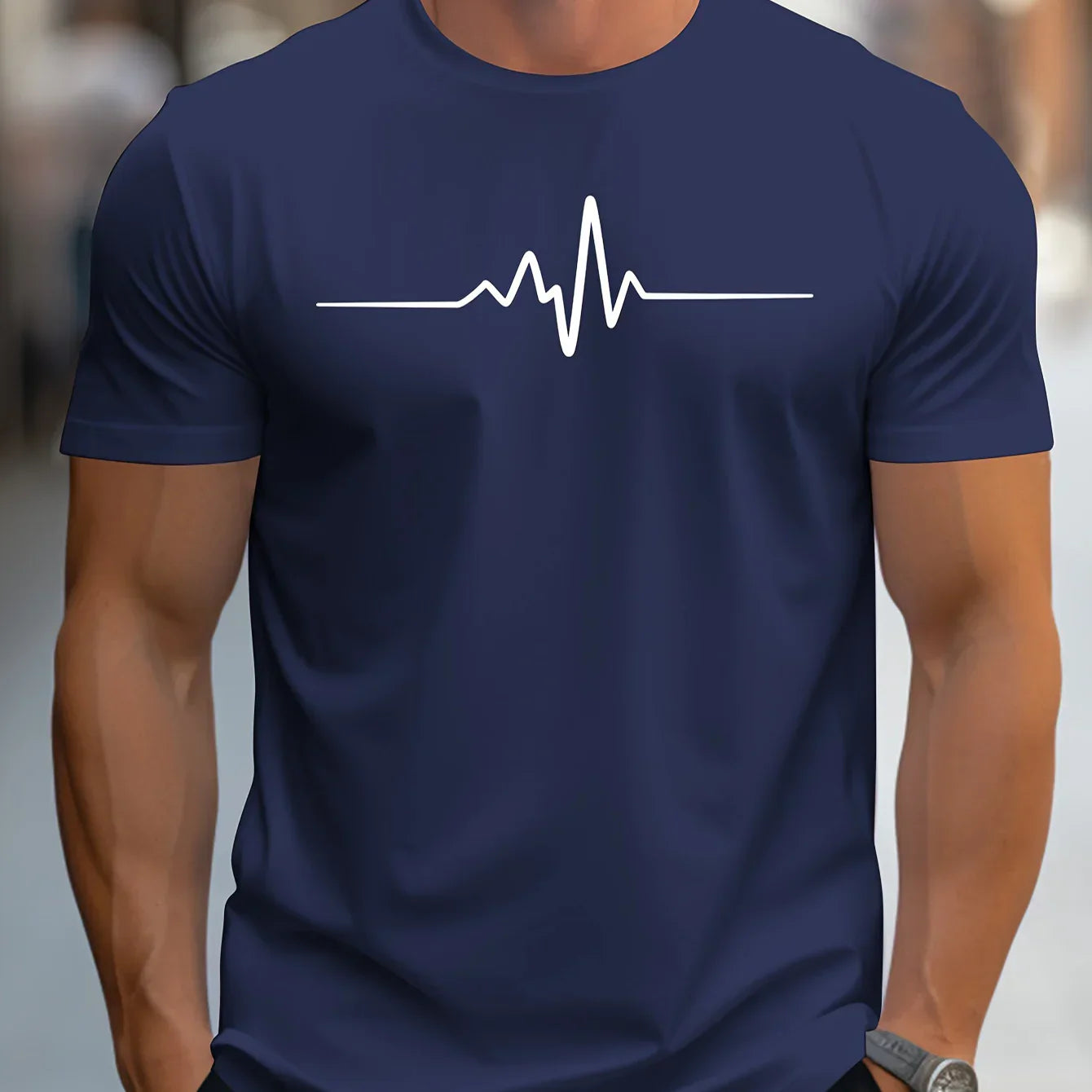 Men's T-shirt – Slim fit – Soft knit – Short sleeves – Cardiogram graphic