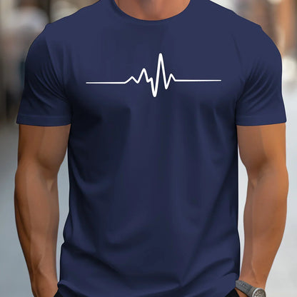 Men's T-shirt – Slim fit – Soft knit – Short sleeves – Cardiogram graphic