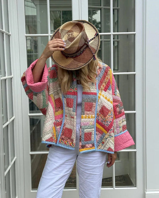 Veste femme – Coupe oversize – Matelassée patchwork – Ouverture frontale – Style décontracté