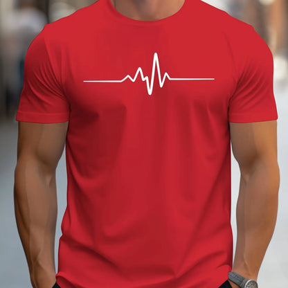 Men's T-shirt – Slim fit – Soft knit – Short sleeves – Cardiogram graphic
