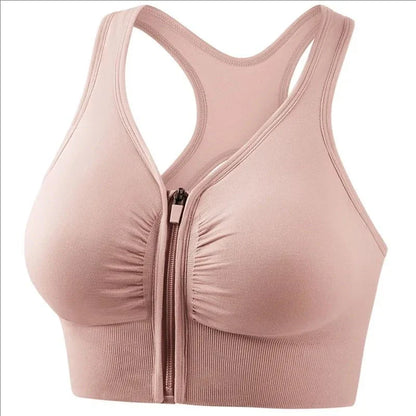Brassière de sport femme – Maintien ajusté – Fermeture zippée – Dos nageur respirant