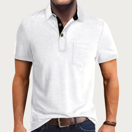 Polo homme – Maille douce – Coupe droite – Manches courtes – Poche poitrine