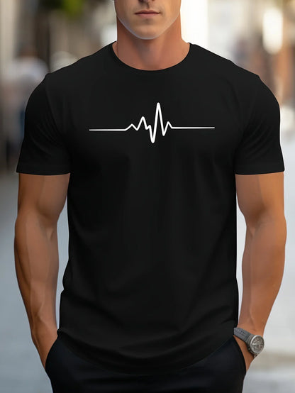 Men's T-shirt – Slim fit – Soft knit – Short sleeves – Cardiogram graphic