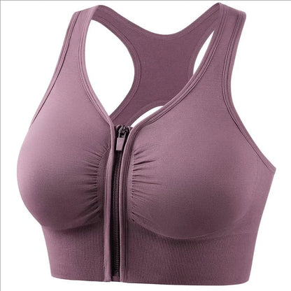 Brassière de sport femme – Maintien ajusté – Fermeture zippée – Dos nageur respirant