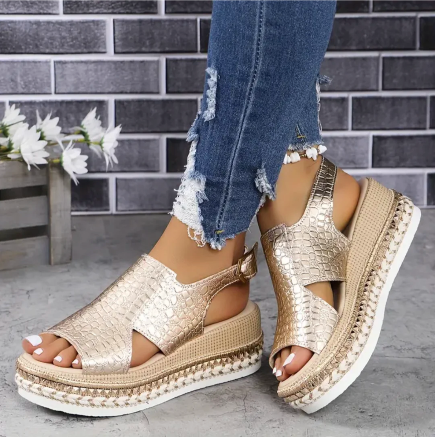 Sandales orthopédiques femme – Bout ouvert – Bride réglable – Semelle plateforme